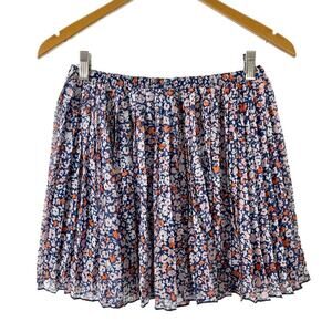 BCBGeneration Women's Mini Skirt Sz S Pleated Floral Print Blue & Orange Skater